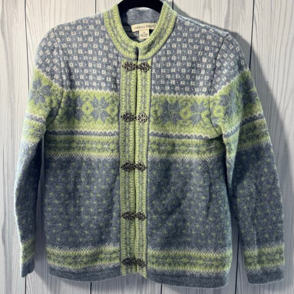 Vintage Susan Bristol 100% Wool Hook & Eye Sweater Small Green - Picture 1 of 7